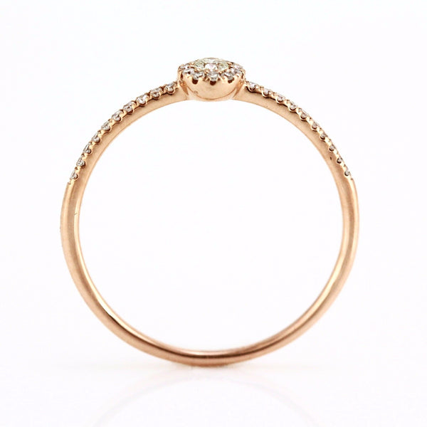 0.15ct Pavé Round Diamonds in 14K Gold Solitaire Halo Ring