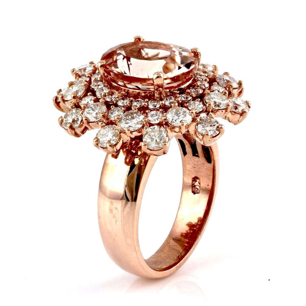 7.66tcw Oval Morganite & Diamonds in 14K Rose Gold Anniversary Ring
