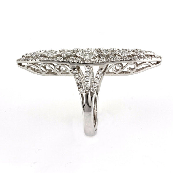 2.93tcw Round Diamonds in 18K White Gold Filigree Knuckle long Ring