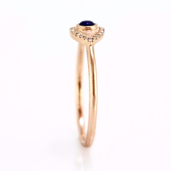 0.15ct Lapis Lazuli & Diamonds in 14K Gold Evil Eye Statement Ring