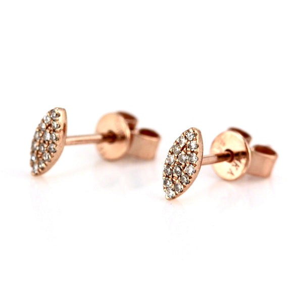 0.07ct Single Cut Diamond in 14K Gold Mini Leaf Stud Earrings
