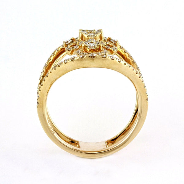 1.29tcw Round Diamonds in 14K Gold Floral Filigree Statement Ring