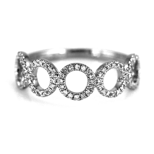 0.20ct Pavé Round Diamonds in 14K Gold Five Circle Links Ring