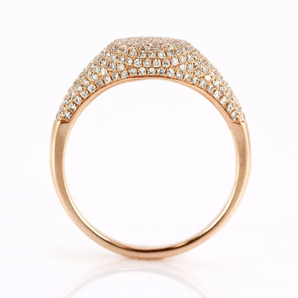 0.58ct Pavé Round Diamonds in 14K Gold Signet Band Ring