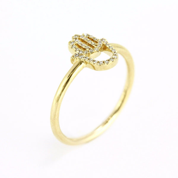 0.11ct Pavé Round Diamonds in 14K Gold Hamsa Ring