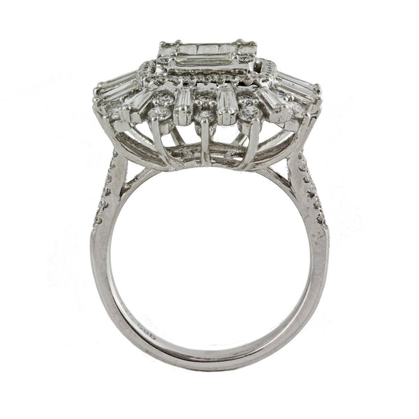 2.43tcw Baguette & Round Diamonds in 14K White Gold Anniversary Cocktail Ring