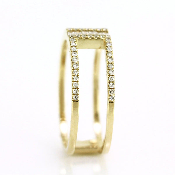 0.29ct Baguette & Round Diamonds in 14K Gold Bridge Double Band Ring