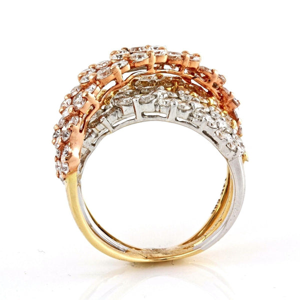 3.99ct Round Diamonds in 14K Gold Overlapping Floral Anniversary Ring