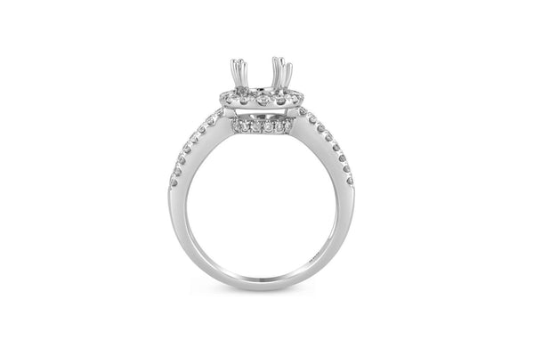 0.54ct Pavé Side Diamonds in 14K White Gold Semi-Mount Halo Ring
