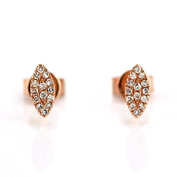 0.07ct Single Cut Diamond in 14K Gold Mini Leaf Stud Earrings
