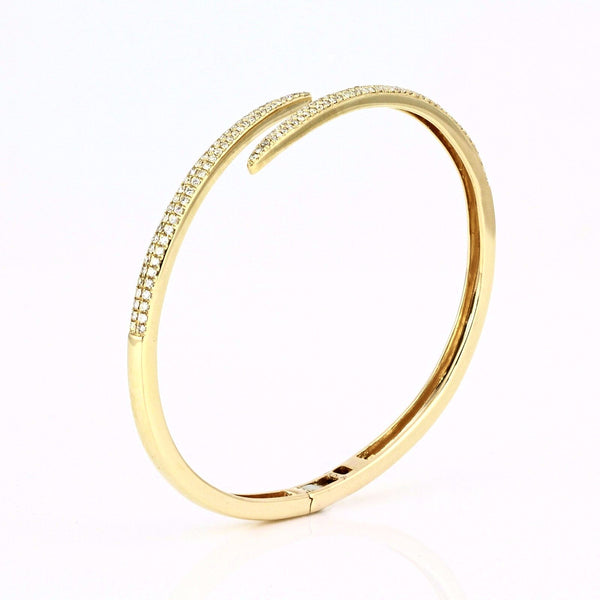0.91ct Pavé Diamonds in 14K Gold Spike Bangle Cuff Bracelet - 6.5"