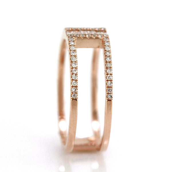 0.29ct Channel Pavé Set Diamonds in 14K Gold Double Band Ring